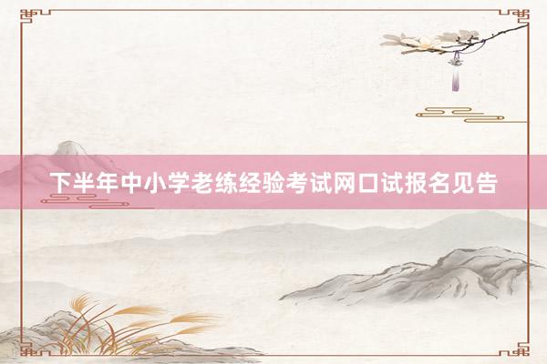 下半年中小学老练经验考试网口试报名见告